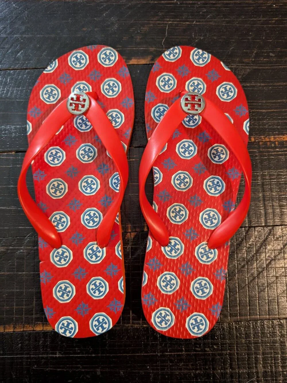 Tory Burch Red Flip Flops, Size 9